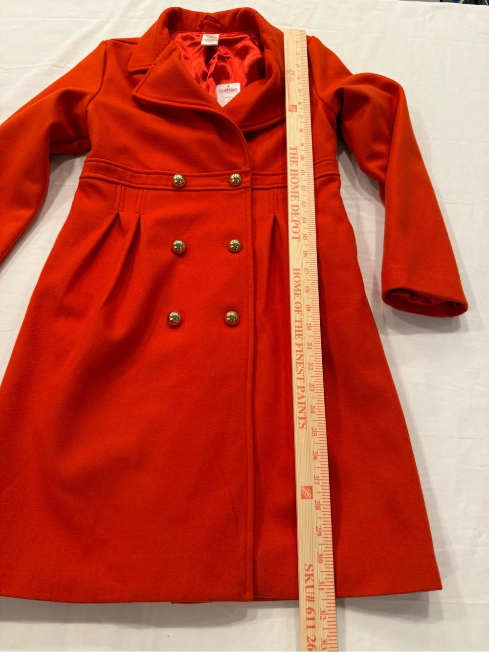 Gymboree Red Double-Breasted Pea Coat with Gold Buttons